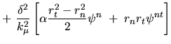$\displaystyle + \ \frac{\delta^2}{k_\mu^2} \left[ \alpha \frac{r_t^2 - r_n^2}{2}
\psi^n \; + \; r_n r_t \psi^{nt} \right]$